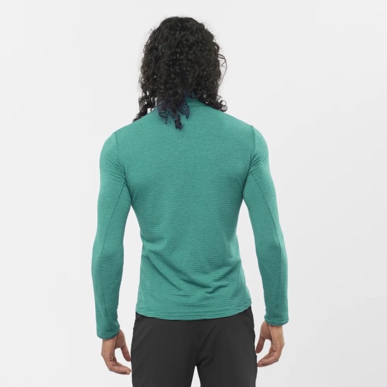 Green Salomon Outline Half Zip Men's Sweatshirt | PH 36452I